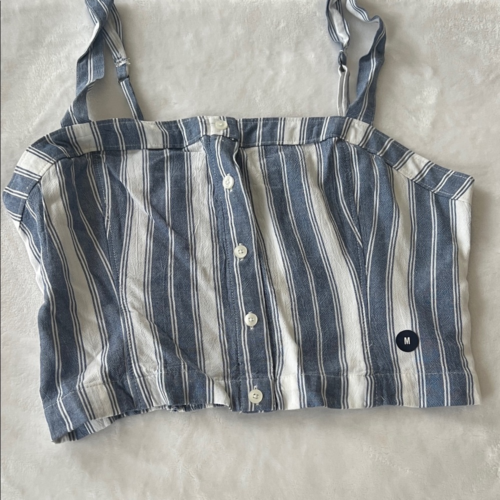 Hollister Striped Blue and White Crop Top